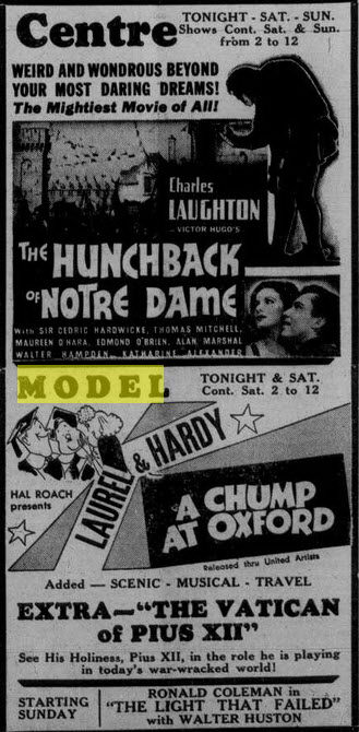Centre Theater - Mar 1 1940 Ad 2 Theaters